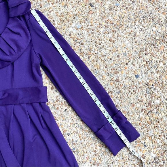 Fever Purple Knit Ruffle Neck Trench Coat Petite Size L - Picture 3 of 11